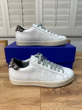 P448 John Sneakers Cheetah Accent Leather Upper Size 36 EU 6/6.5 US NIB Italian